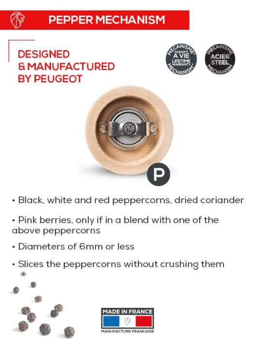 Peugeot Boreal Pepper Mill, Wood, Rock Grey, 21 cm - 8in