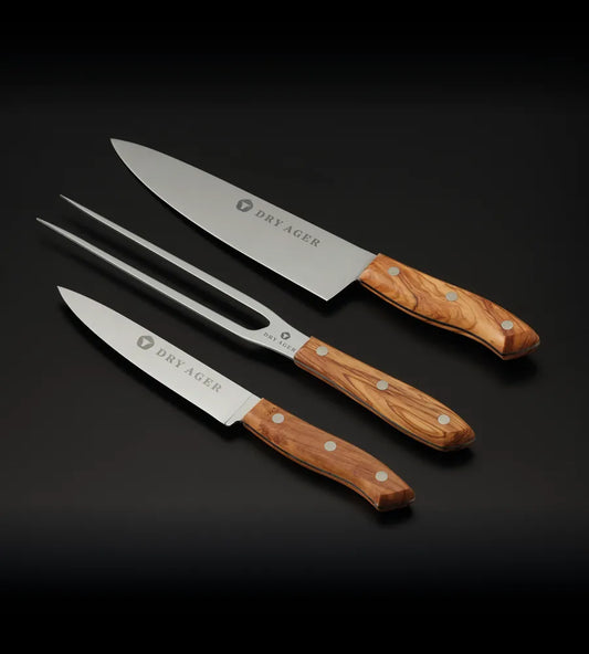 DRYAGER Olive Wood Carving Knife Set (3 Pieces) - In Store
